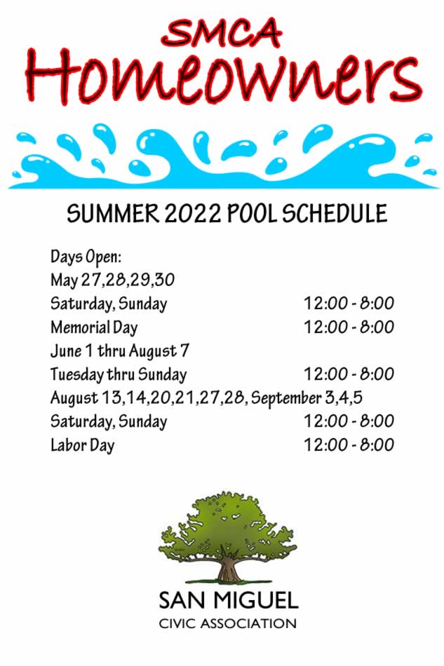 2021 Swimming Pool Schedule